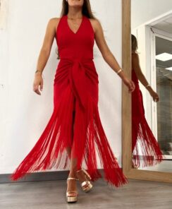 Vestido SEDA Y COLOR Luna ROJO