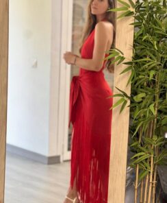 Alternative view of Vestido SEDA Y COLOR Luna ROJO