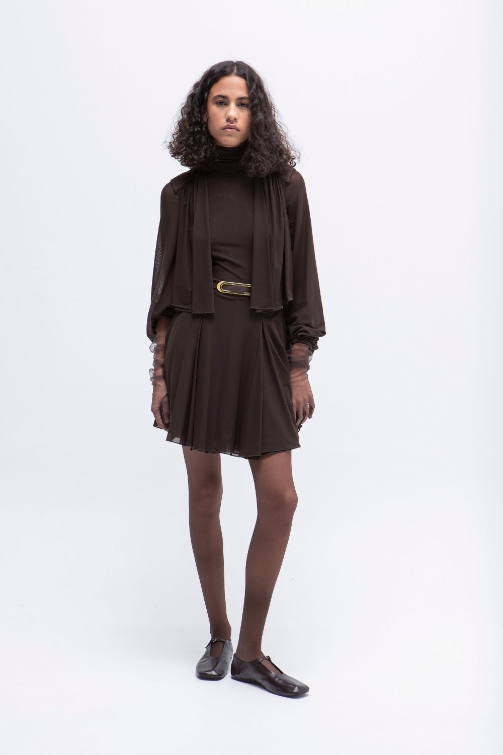VESTIDO CORTO TULL BROWN MASAVI - Imagen 2