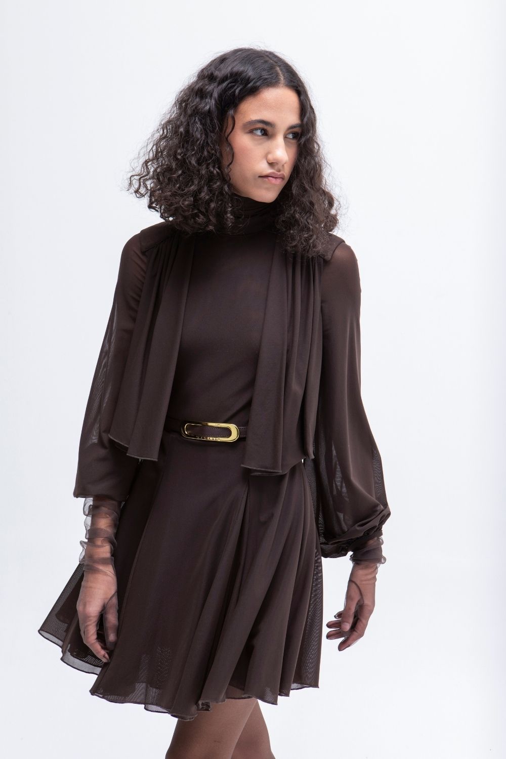 VESTIDO CORTO TULL BROWN MASAVI
