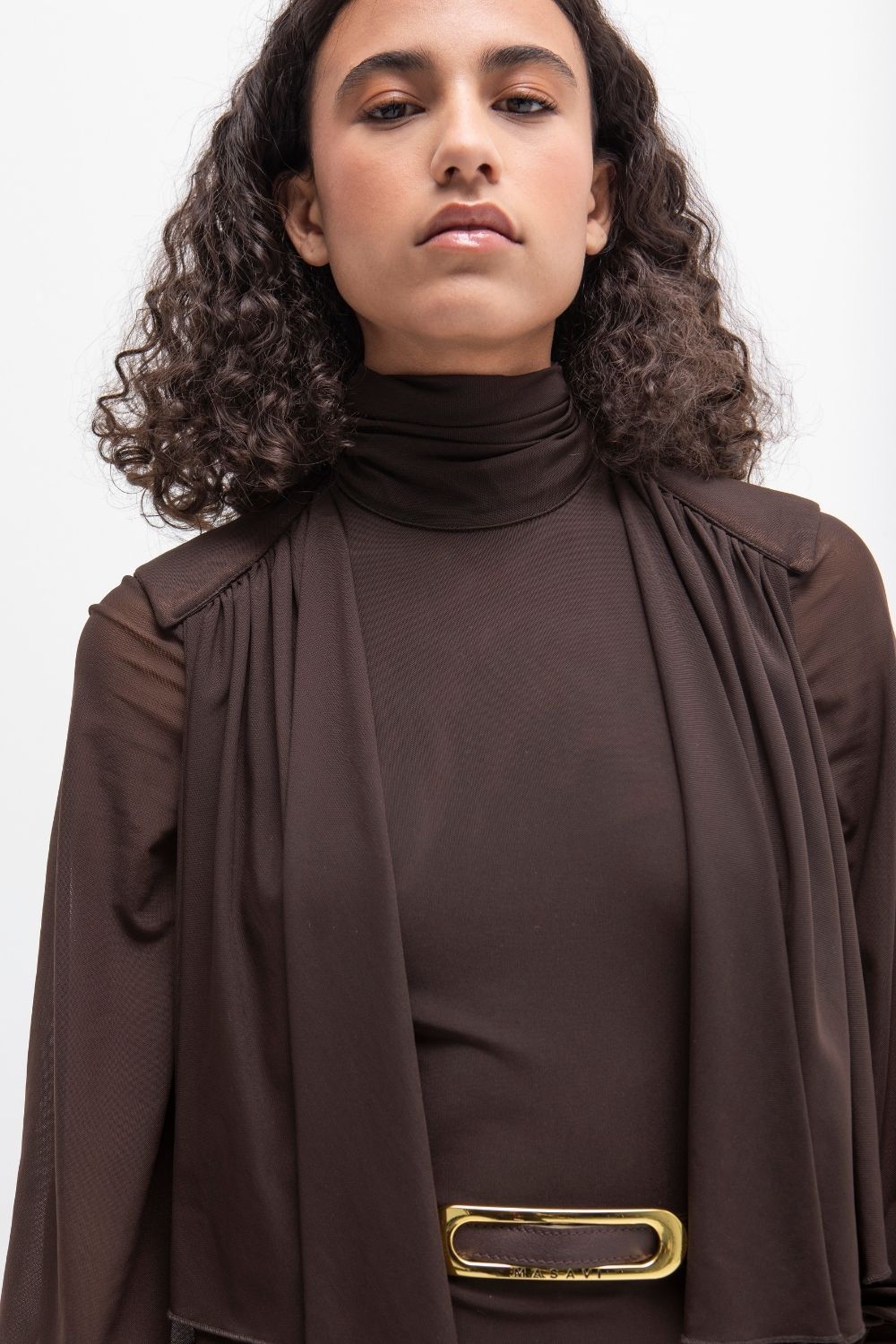VESTIDO CORTO TULL BROWN MASAVI - Imagen 4