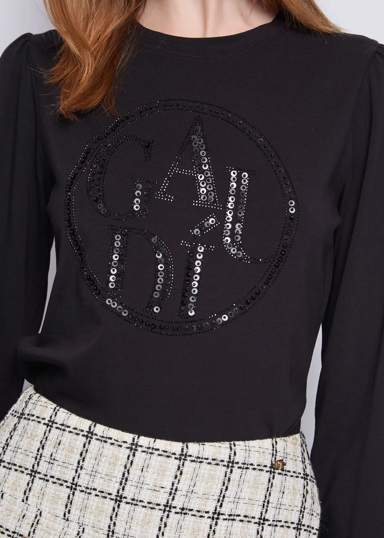 CAMISETA NEGRA LOGO LENTEJUELAS GAUDÍ - Imagen 3