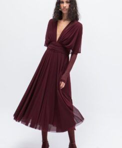 VESTIDO MIDI TULL BURDEOS MASAVI
