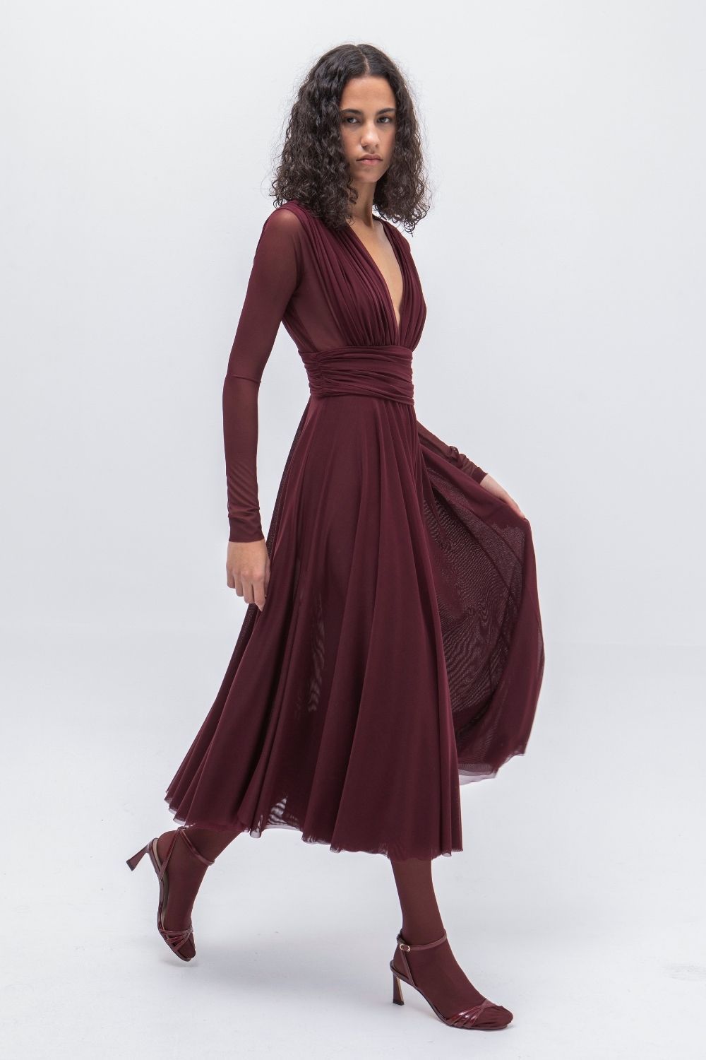 VESTIDO MIDI TULL BURDEOS MASAVI - Imagen 3